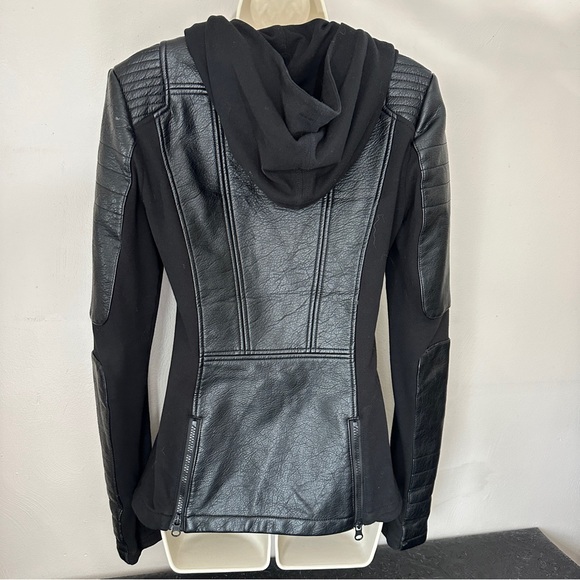 Blanc Noir Black Leather Moto Jacket - Athleisure Streetwear Chic - Size Small - Picture 14 of 15